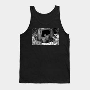 George the mouse in a log pile house - black and white Tank Top
